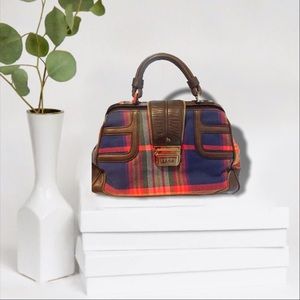 L.A.M.B Aberdeen Plaid & Leather Mini Doctor Purse